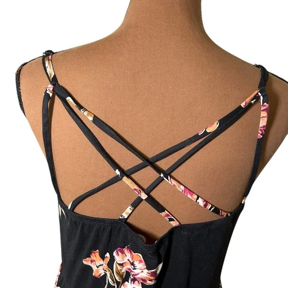 Nine Britton Black Floral Strappy Maxi Sz L - Picture 4 of 8